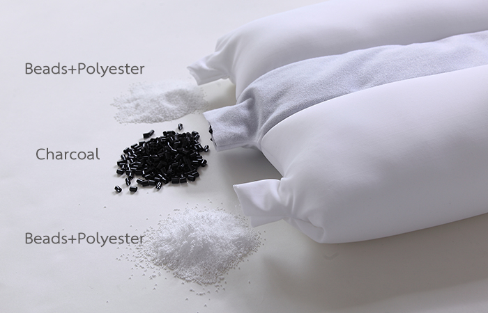 ไส้หมอน King men pillow มีส่วนผสมของ microbeads+polyester และ charcoal pipe